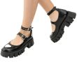 Pantofi de dama din piele Mary Jane.Pantofi cu talpa joasa si barete.Inchidere cu catarame