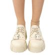 Pantofi dama bej din piele naturala cu talpa groasa si siret.Calapod comd