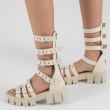 Sandale gladiator bej din piele
