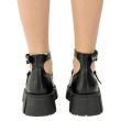 Pantofi cu talpa groasa din piele neagra pentru dama