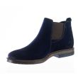 Ghete Barbati, W158 Albastru Denim, din Piele Intoarsa Naturala