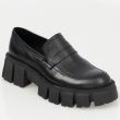 Pantofi casual dama negri din piele naturala cu talpa groasa ,confortabili si usori