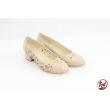 Pantofi dama perforati, F95 LAC BEJ, din piele naturala, 