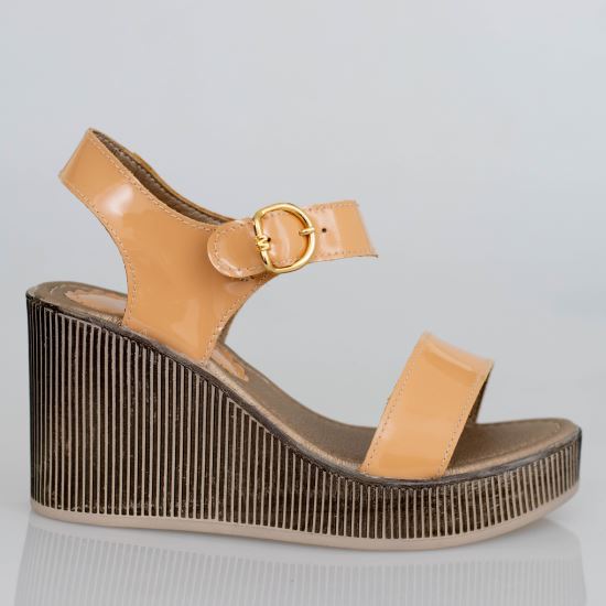 Sandale talpa ortopedica piele naturala,lac bej F10 