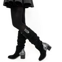 Cizme fronsate piele intoarsa ARABELLA ,negre