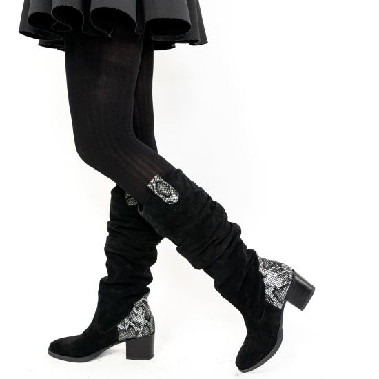 Cizme fronsate piele intoarsa ARABELLA ,negre