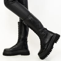 Bocanci inalti piele neagra BAD GIRL
