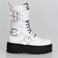 Bocanci din piele naturala alba T150 