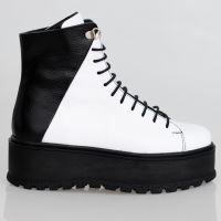 Ghete joase din piele DUAL alb/negru