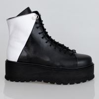 Ghete joase din piele DUAL negru/alb