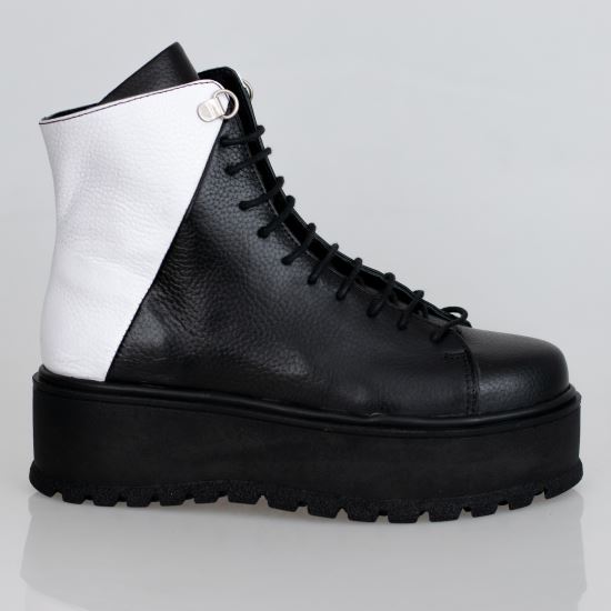 Ghete joase din piele DUAL negru/alb