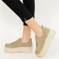 Pantofi bej piele naturala intoarsa SERANO