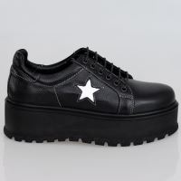 Pantofi casual cu talpa inalta LISA NEGRU/ALB 