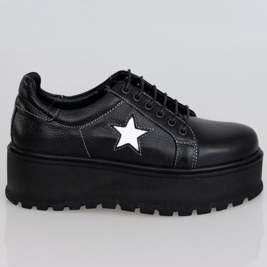 Pantofi casual cu talpa inalta LISA NEGRU/ALB 