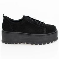 Pantofi cu talpa ortopedica ,piele naturala intoarsa SERANO NEGRU