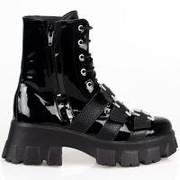 Ghete de dama piele lacuita RHONDA negru  