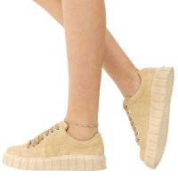 Pantofi dama casual,piele intoarsa Bej Dora 