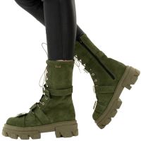 Ghete dama piele intoarsa Combat Kaki