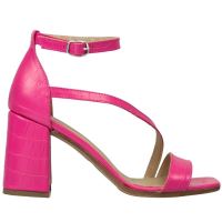 Sandale dama piele cu toc gros Loka Fucsia
