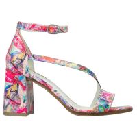 Sandale dama piele cu toc gros Loka Multicolor