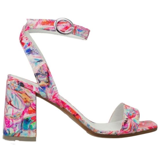 Sandale dama piele cu toc gros Euphoria Multicolor