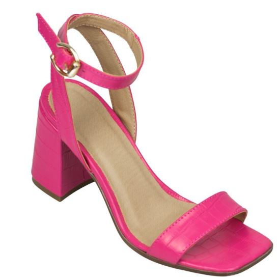 Sandale dama piele cu toc gros Euphoria Fucsia