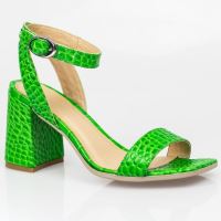 Sandale dama piele cu toc gros Euphoria Verde Aligator