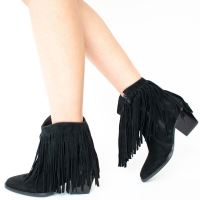 Ciocate cu franjuri piele intoarsa neagra  Texas 
