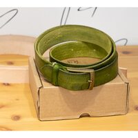 Curea hand made,patina oliv 3,5 cm  