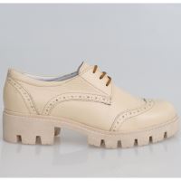 Pantofi oxford dama bej,din piele naturala ISA1 