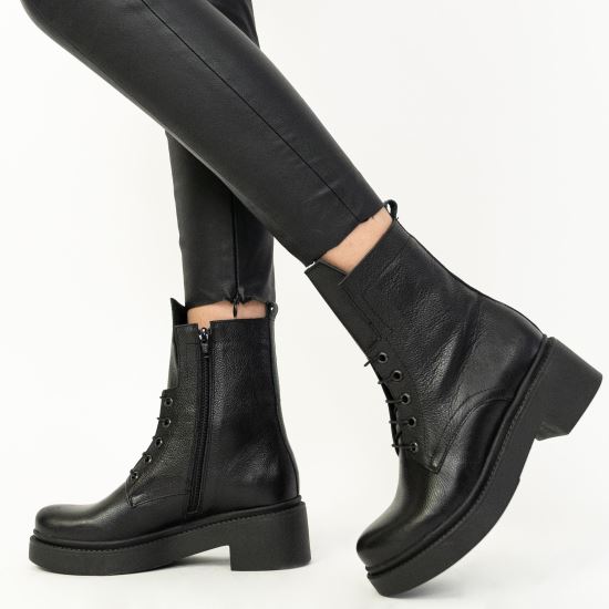 Ghete dama, PAMELA1 NEGRU, din piele naturala