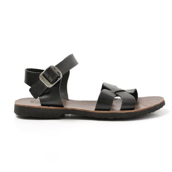 Sandale romane negre,Piele Naturală  SR4025