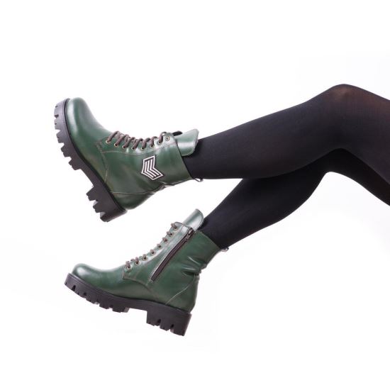 Ghete Dama, T6 Verde din Piele Naturala