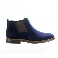 Ghete Barbati, W158 Albastru Denim, din Piele Intoarsa Naturala